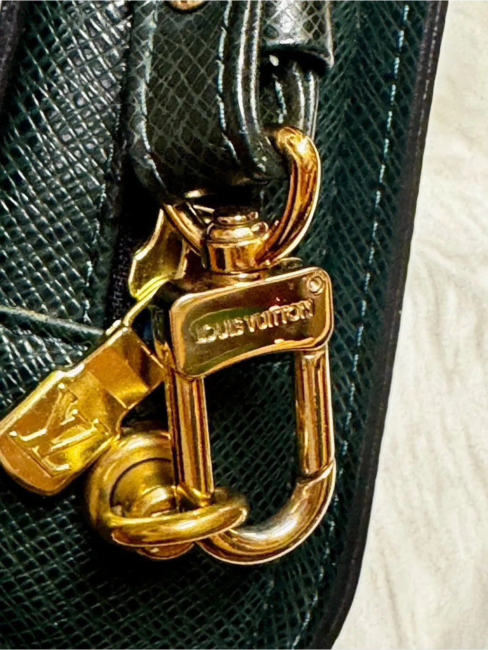Louis Vuitton Clutch Wrist Strap Dark Green Epi Orsay + Dust Bag Unisex 9x6x2”